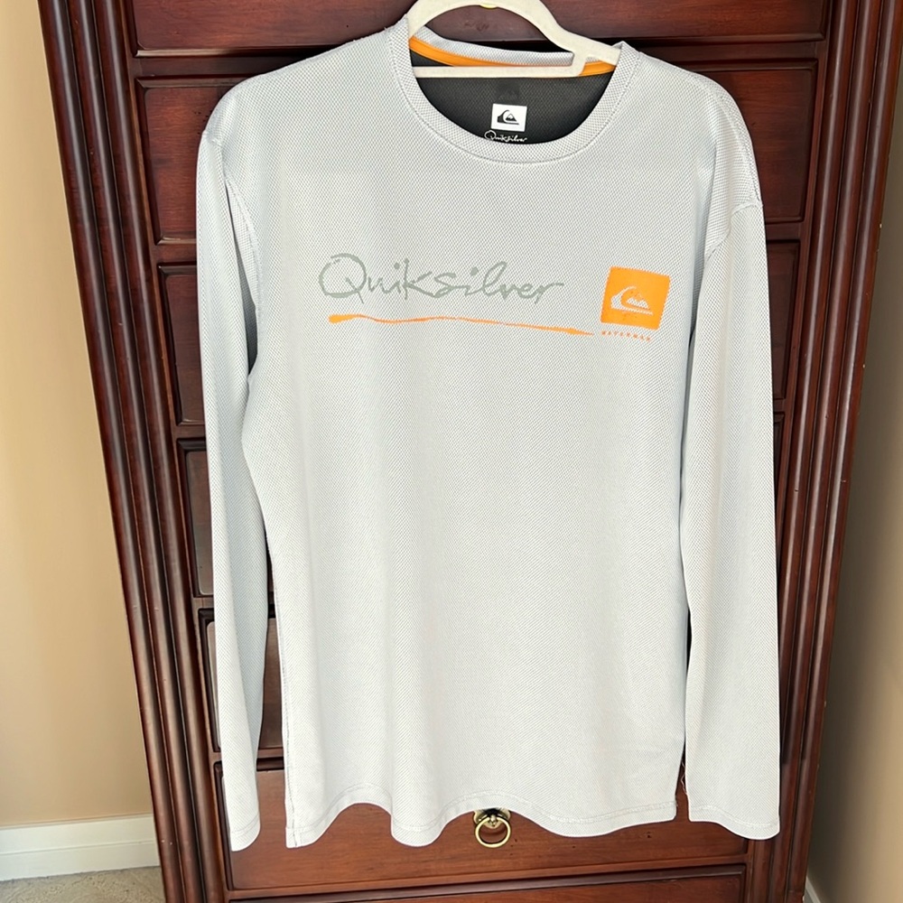 Quiksilver Waterman Light Grey Textured Long Sleeve Shirt Large